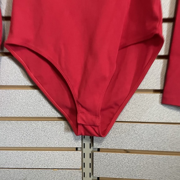 NWTS Mangopop S Small Red Long Sleeve Bodysuit V Neck 32 Bust Stretch‎ - Picture 3 of 5